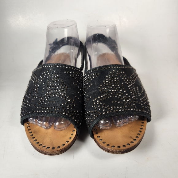 MIU MIU Women's Carousel Sandal Size 38.5 / 8 Black Studded Leather Luxury Shoe - Picture 3 of 10